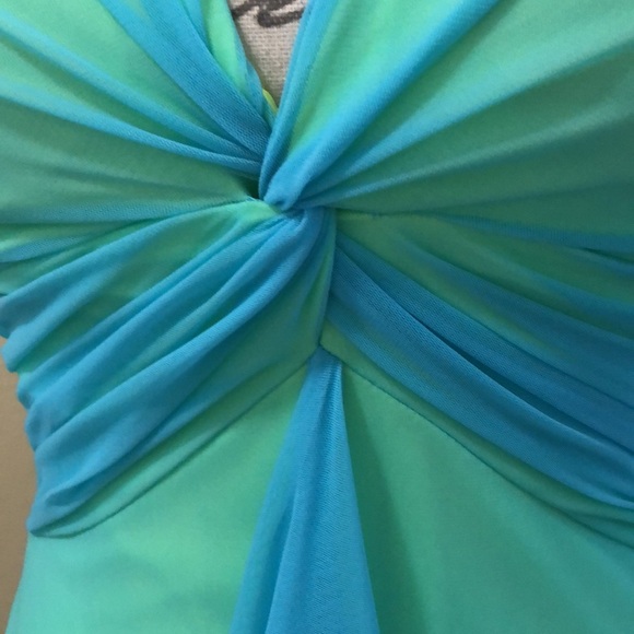 Moved Cache Halter Crystal Vintage Inspired Jeweled lined chiffon overlay gown - Picture 4 of 12